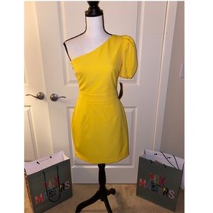Zara one shoulder yellow dress